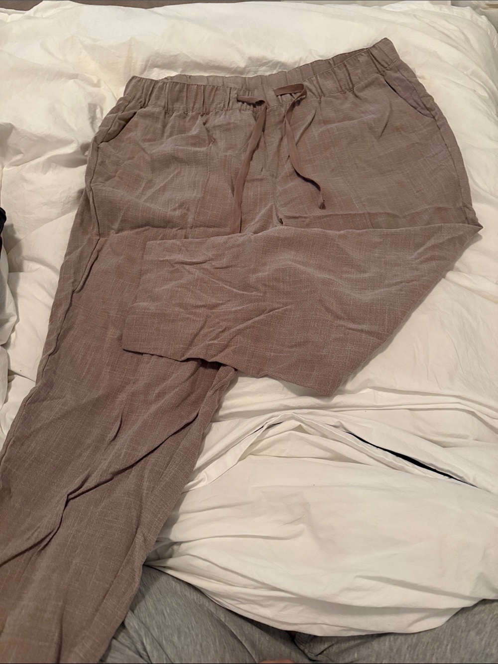 Ava & Viv Women's Straight Leg Drawstring Trouser Pants - Taupe